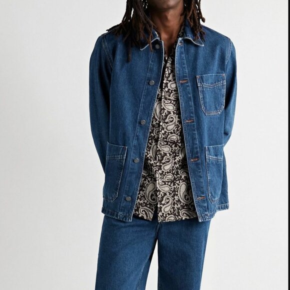 APC Mens Stefano Denim Jacket Chore Coat Heavyduty Field Small Lux Blue - Picture 2 of 13